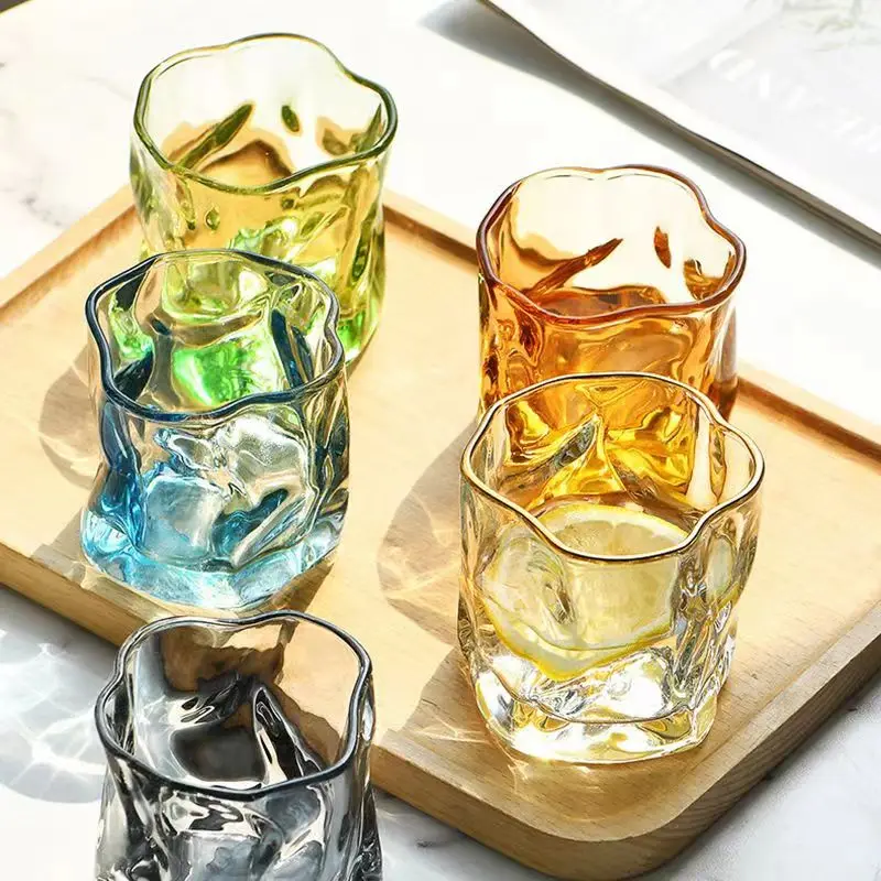 6pc 200ml Luxury Whisky Glass Cup Set Unique Twisted Glass Wine Cocktail Beer Coffee Drink Tea Mug Kitchen Bar Club Party