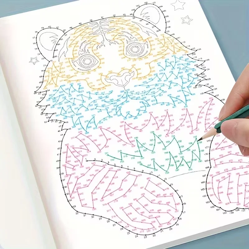 46-Page Advanced Magic Connect-the-Dots Maze Game Book, Focus Training Coloring Pages, Logical Thinking Exercises