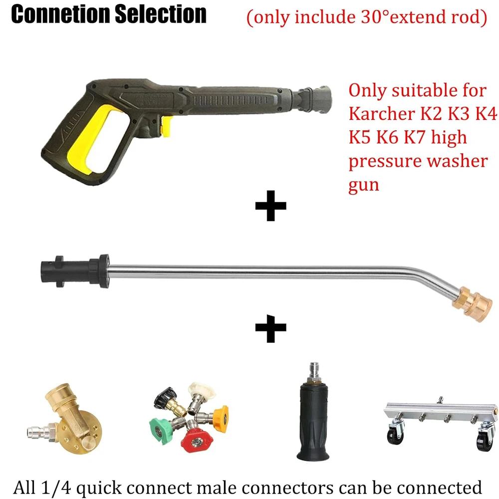 ROUE 1/4 Inch Rod Jet Car Cleaning High Pressure Water Gun Extension for Karcher K2 K3 K4 K5 K6 K7 with Nozzle