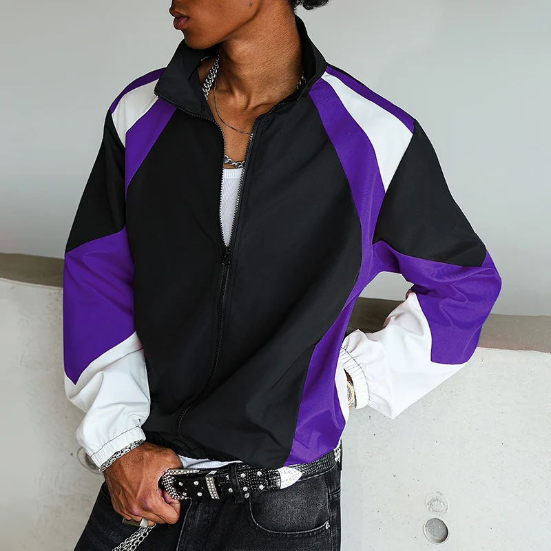 

Men's Casual Jacket Streetwear Color-blocked Coat Spring Autumn Hip Hop Fashion Windproof Jacket Outdoor High Street Windbreaker