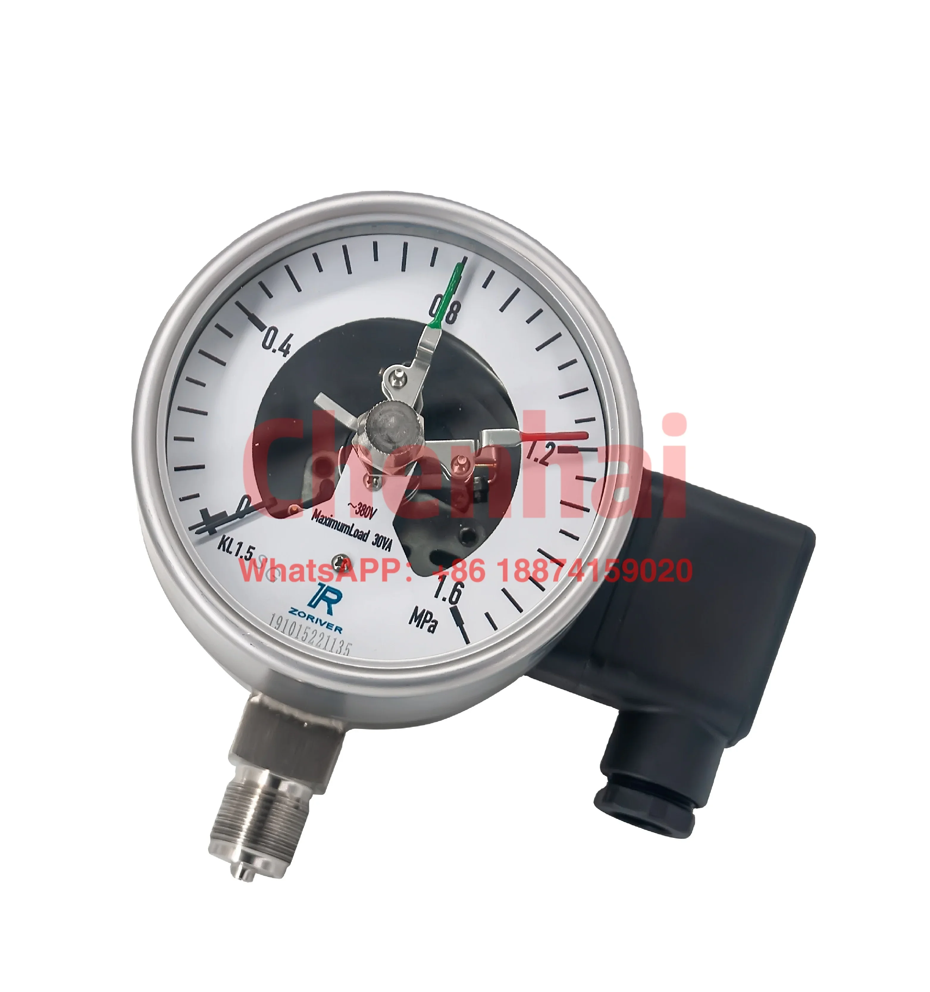 Electrical Connection Gas Pressure Gauge Mechanical Alarm Contact Gauge 600bar Vacuum Negative SS304/ 316L Pressure Gauge