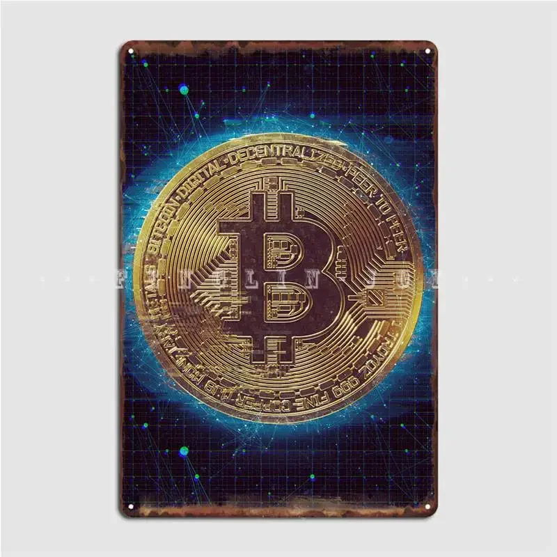 Bitcoin Abstract Poster Metal Plaque Pub Garage Plates Pub Vintage Tin Sign Poster