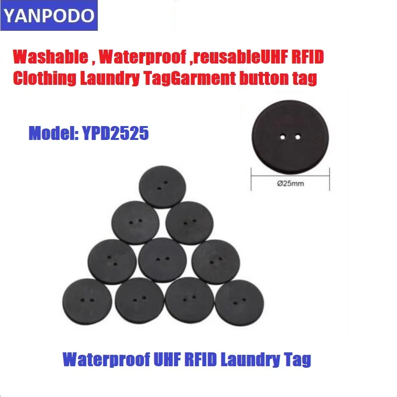 Yanpodo UHF RFID tag Textile Waterproof Laundry Label Clothes Tags 860-928MHz EPC Class1 GEN2 ISO NXPU CODE 7 Garment Tracking