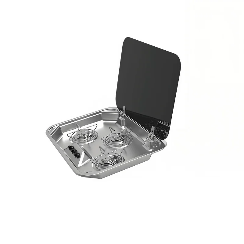 Three-burner Stainless Steel Piezoelectric Ceramic Gas Stove With Cover Suitable For RVs