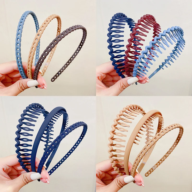 2/3pcs/set Women Solid Matte Chain Wave Toothed Hairbands Sweet Hair Decorate Headband Hair Hoops Fashion Hair Accessories