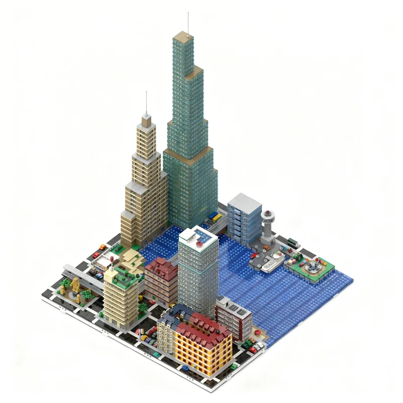 5954pcs MOC Architecture Micropolis Collection 2 16 Nice Fitting Water Related Modules Model Building Blocks Christmas Gift DIY