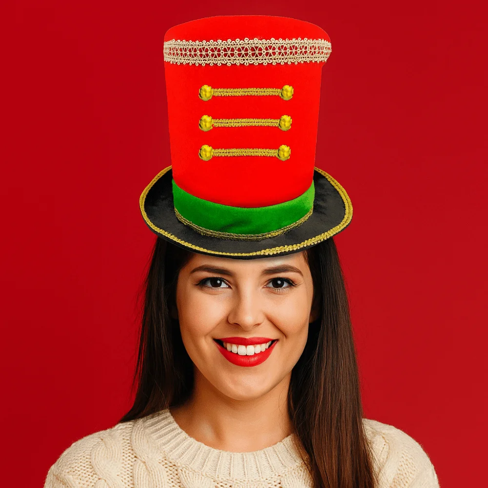 Plastic Christmas Welcome Hat Checkered Cosplay Glitter Sequin Christmas Hat Ornaments Breathable Christmas Party Cap