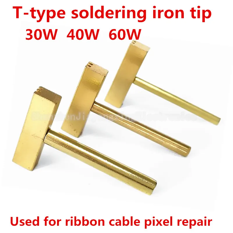 T-type soldering iron tip 30W 40W 60W Watt LCD screen line hot pressing head for ribbon cable pixel repair hot pressing bar