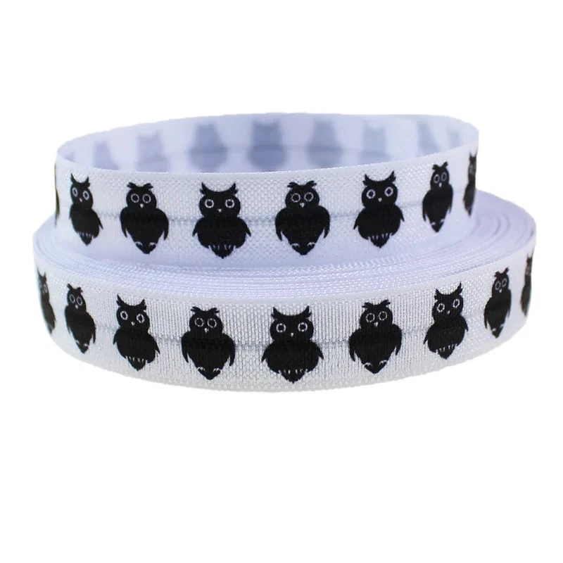 100 Yards 15mm Heat Transfer Halloween Designs Shiny FOE Fold over Elastic Ribbon 100 Yards Welcome Custom Printed