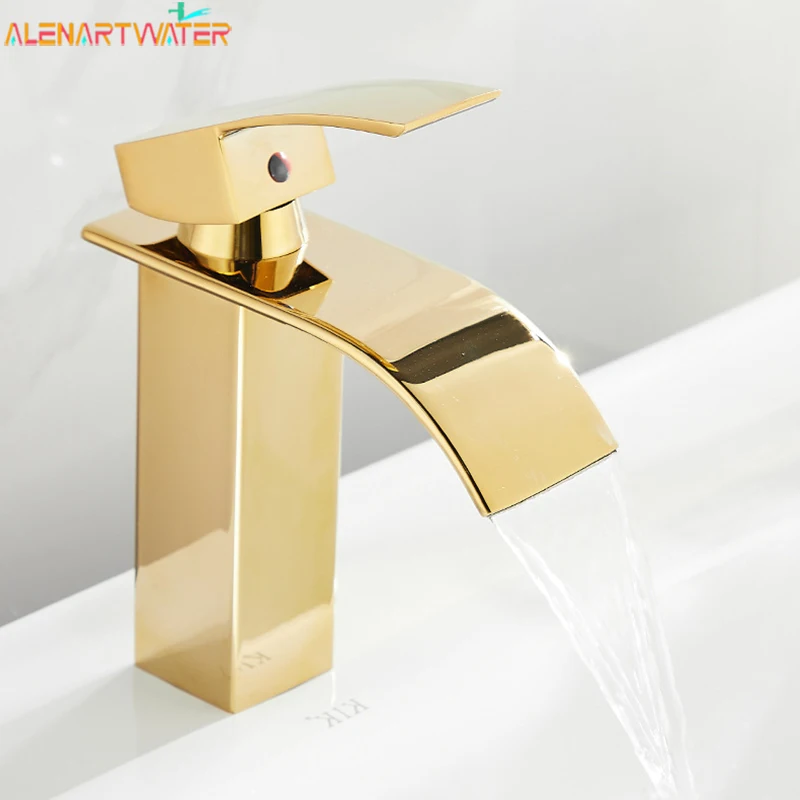 

Bathroom Waterfall Basin Sink Faucet Deck Mounted Black Basin Faucets Hot Cold Water Faucet Chrome Sink Mixer Taps Torneira