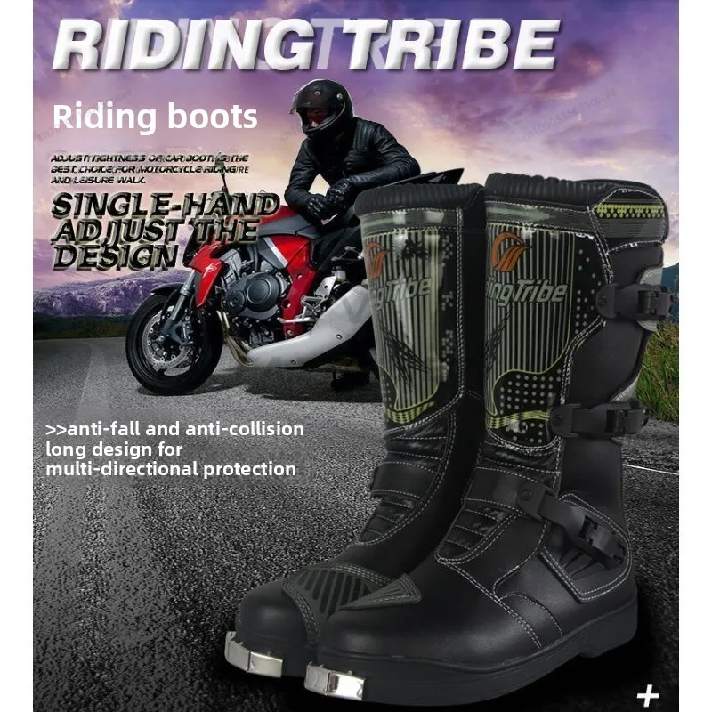 

RidingTribe Off-Road Motorcycle Riding Shoes Boots Long Racing Anti-collision Anti-drop Motorcycle Shoes motorcycle boots