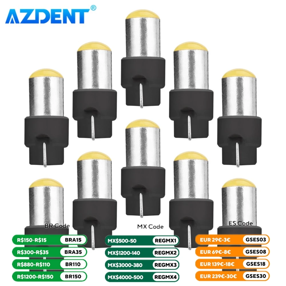 10PCS Dental LED Bulbs fit for KAVO Fiber Optic High Speed Handpiece AZDENT Coupler Quick Connector