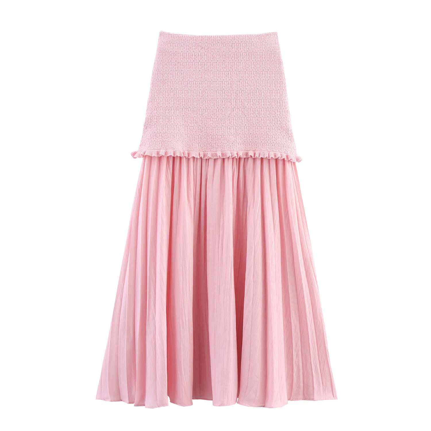 Wein Female Suit Top Dress Set Wind Women's Knitted Chest Wrapped Cardigan Half Skirt Pink Yellow Summer Spring Button Polyester