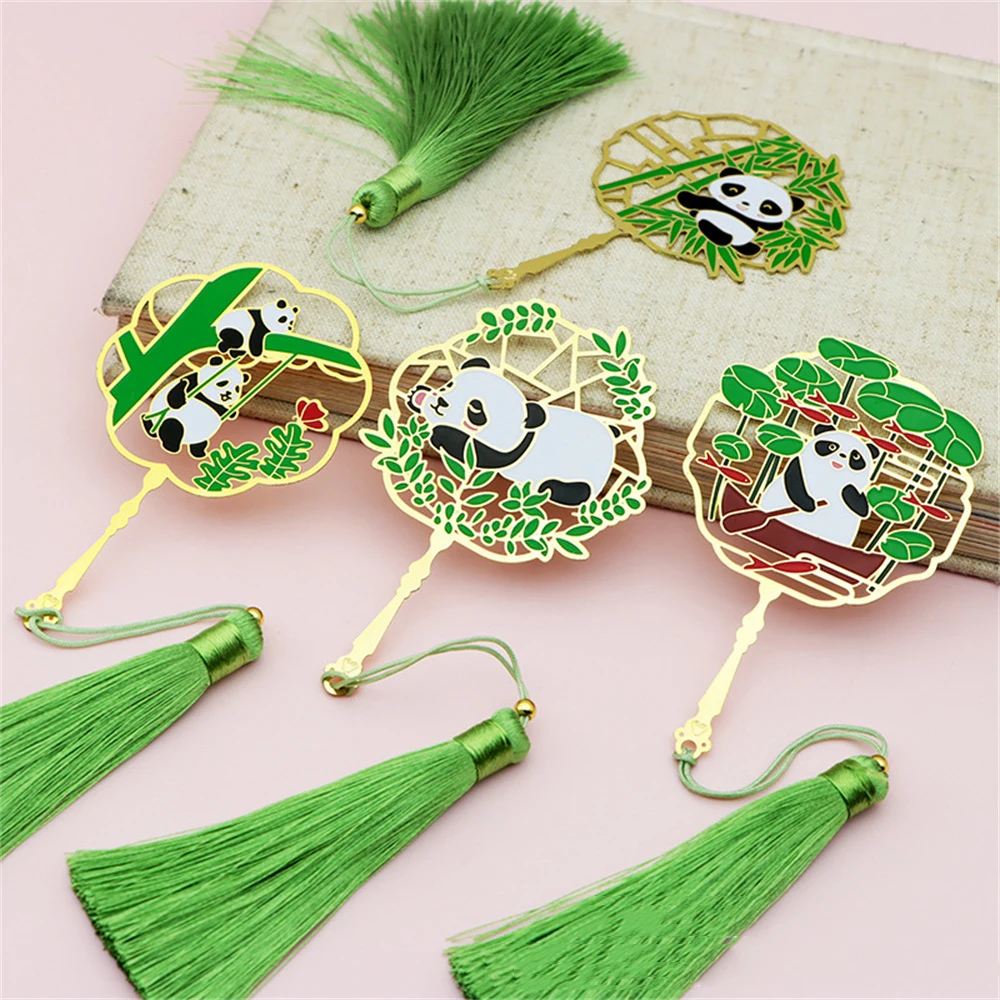 Cute Panda Bookmark With Tassels Corrosion Resistant Metal Tassel Bookmark Pagination Mark Stationery Gift for Home