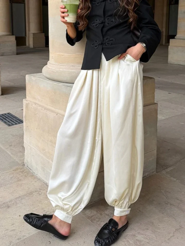 2026 Spring Summmer Pant Women Stylish Versatile High-waisted Harem Pants Lightweight Flowing Loose-fitting Pant