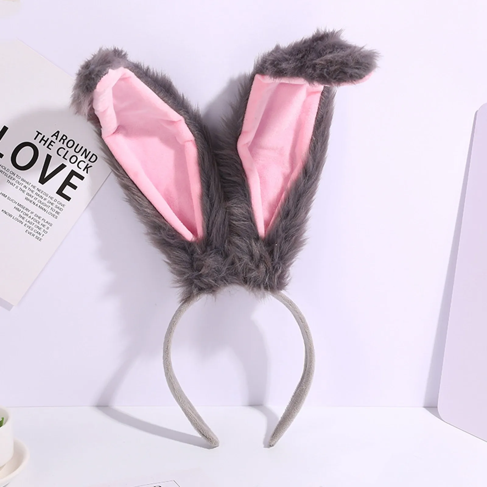 Women Easter Plush Bunny Long Ears Headband Headdress Good Band Hair Hoop Cosplay Accessory For Party Convention Wire Headbands