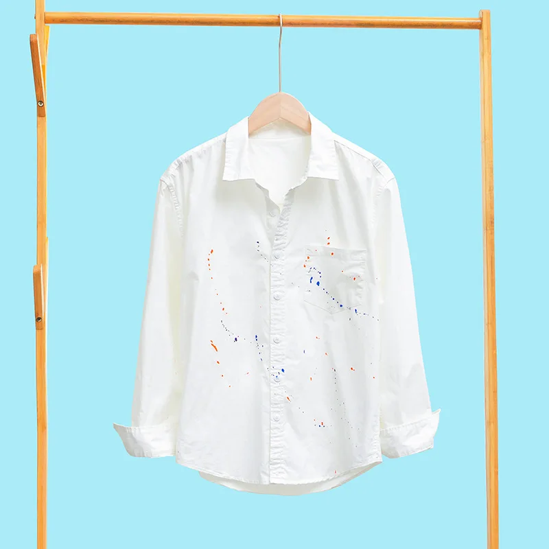 

Мужская хлопковая верхняя одежда L920 с ручной росписью, цветочный узор, повседневный стиль, свободный крой, летняя, тонкий хлопок, дизайн Flat-Lay