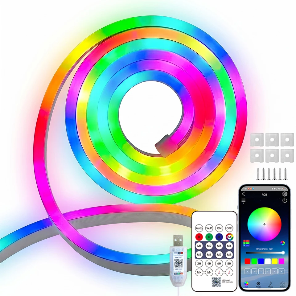 fita-de-luz-neon-rgbic-5v-usb-1m-10m-ip65-a-prova-d'Agua-com-sincronizacao-de-musica-bluetooth-e-controle-remoto-para-decoracao-de-festas-e-ambientes