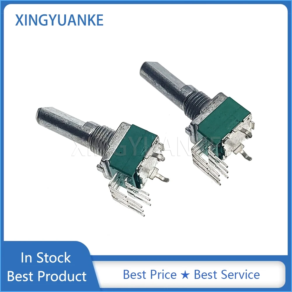 1PCS RK097G Vertical Duplex B100K B104 High Precision Potentiometer B100KX2 Bend Feet 6-Pin D Shaft Length 20MM