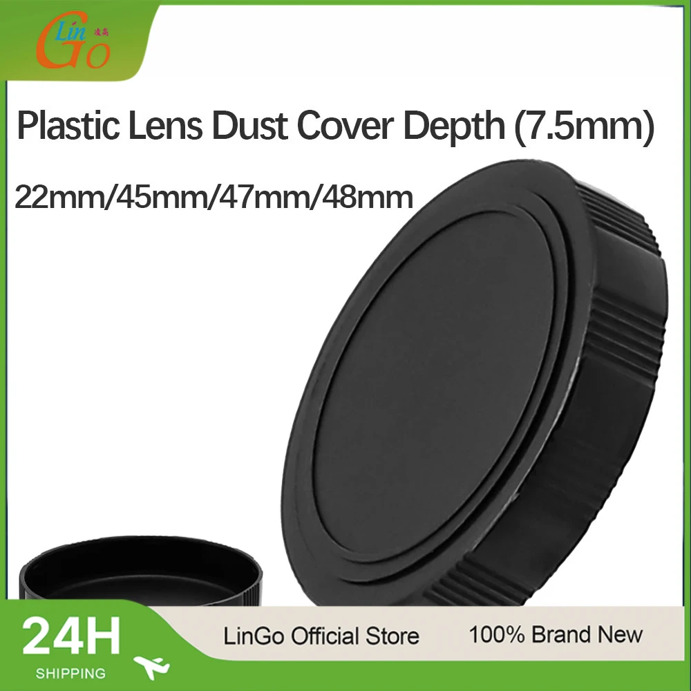 LinGo22mm/45mm/47mm/48mm Rear Lens Caps Protective Anti-dust Lens Caps Screw Camera Portable Plastic Lens Dust Cover Depth 7.5mm