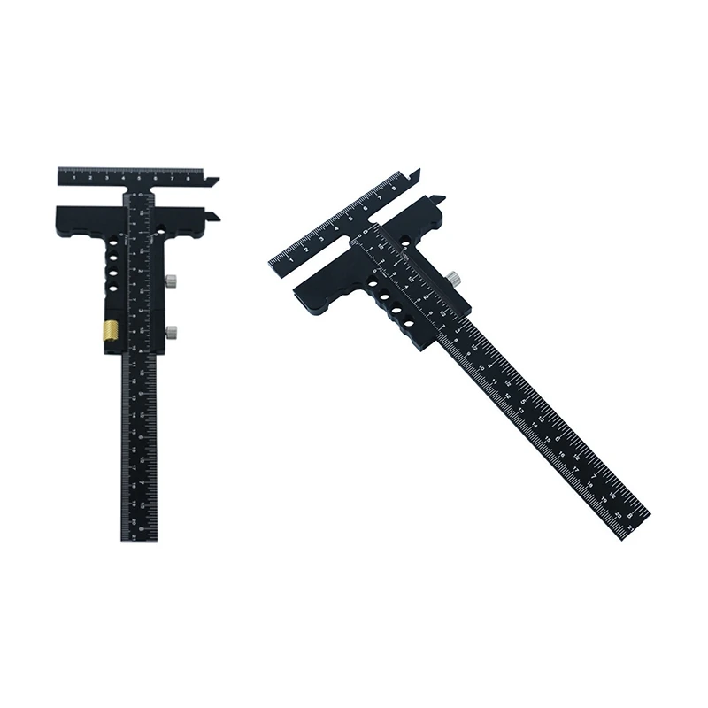 

A21I-Woodworking Scriber Gauge Measuring Tool T-Square Scribing Marking Framing Ruler Aluminum Alloy Sliding Marking Gauge