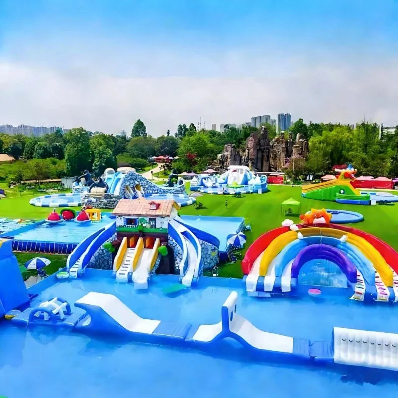 Commercial Large Inflatable Water Park Combo Water Slide Swimming Pool Inflatable Slide Park With Poolpromote sales