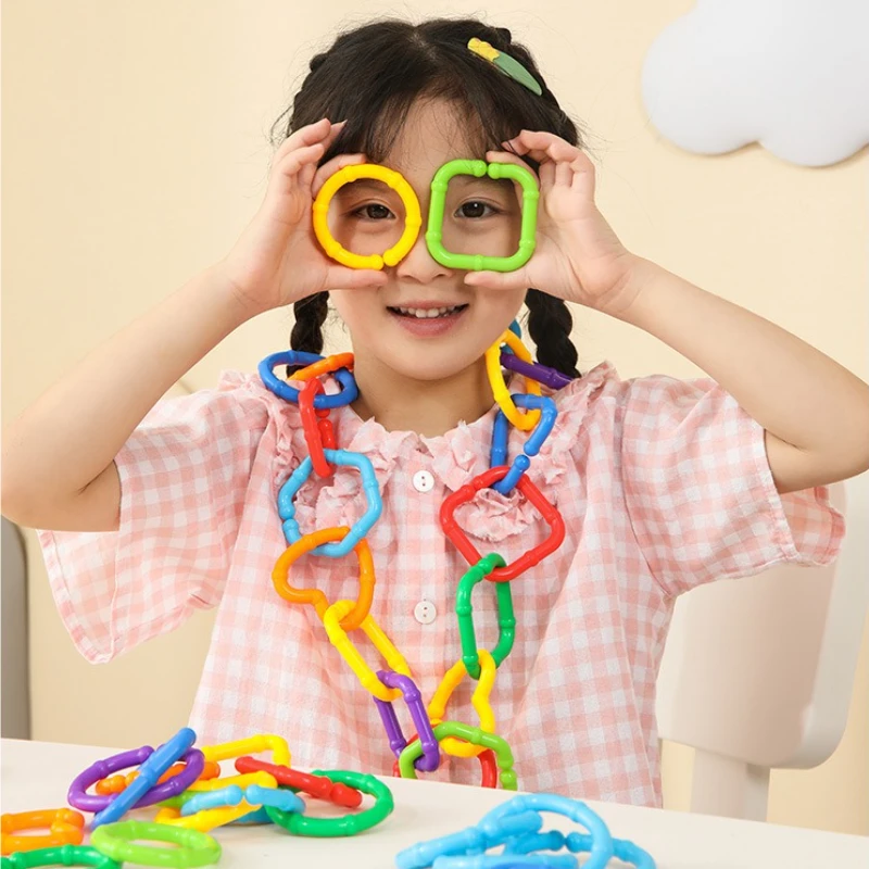 الأطفال هندسية سلسلة مشبك اللبنات ألعاب تعليمية قوس قزح هوك سلسلة الأطفال ألعاب التدريب العمل #3