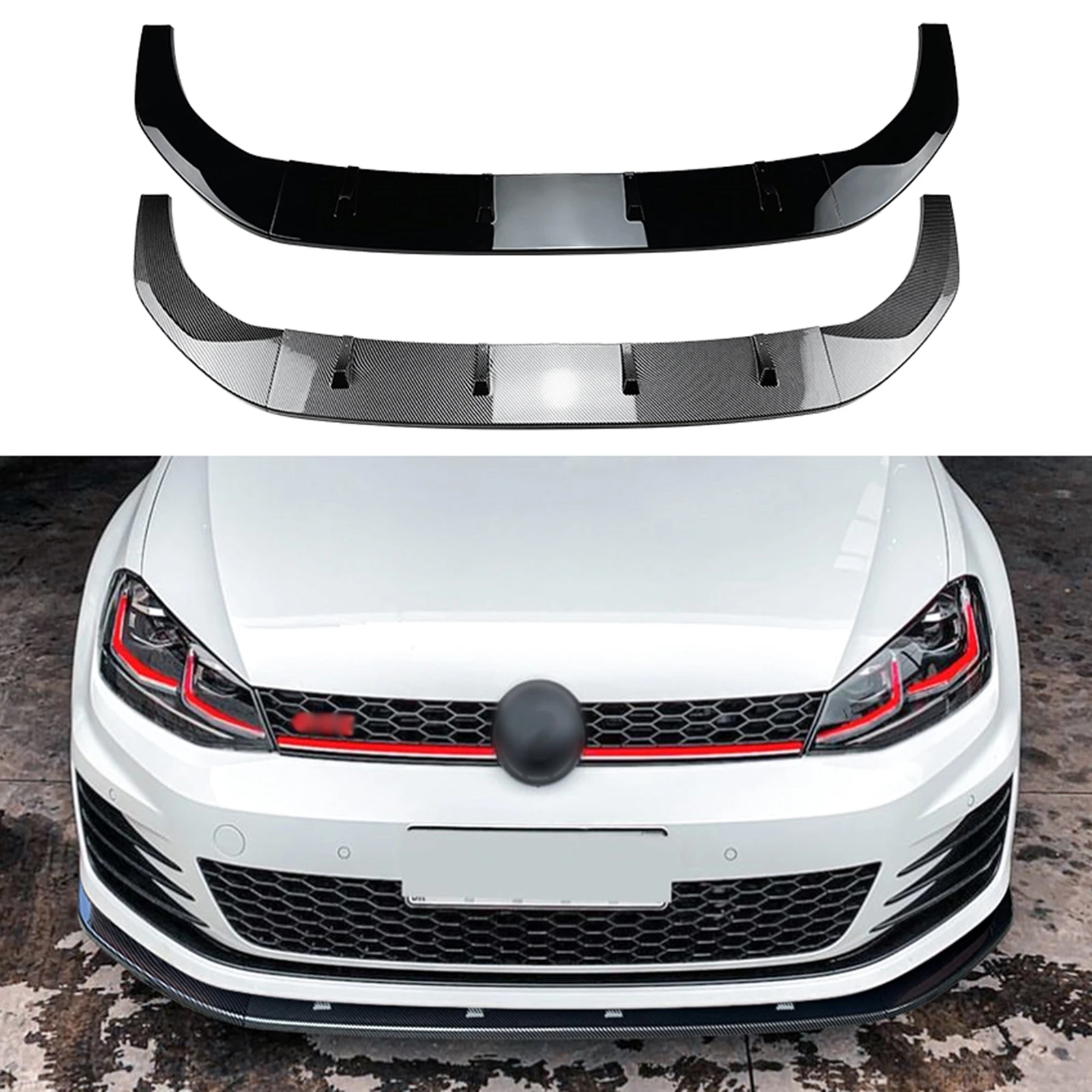 

Front Bumper Spoiler Lip For Volkswagen VW Golf 7 MK7 GTI R Rline 2013-2016 Carbon Fiber Look/Gloss Black Lower Splitter Blade