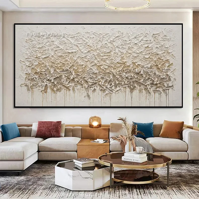 100% Hand‑Painted Mark Rothko Style Impasto Painting, Heavy Textured Canvas Art, Neutral Tone Drip Contemporary Wall Decor