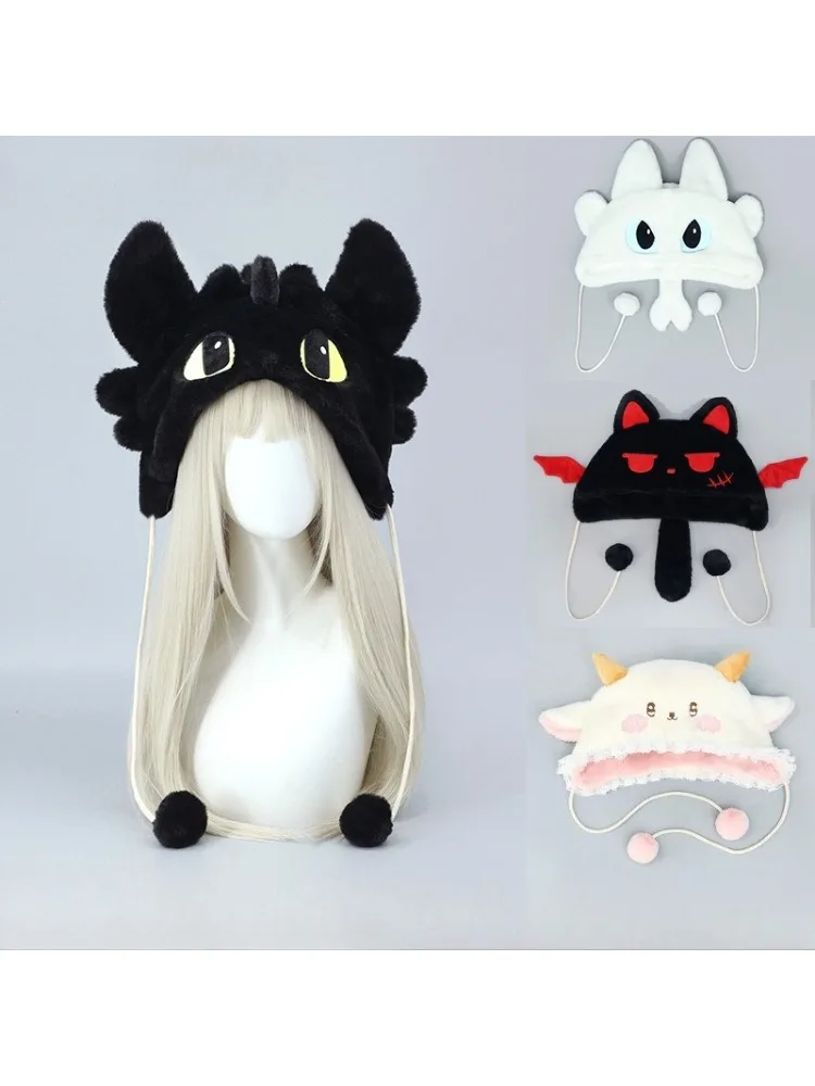 Women Men Dragon Hat Night Fury Light Fury Caps Trendy Cotton Plush Warm Earflap Cap Adult Headgear Cosplay Accessories Prop