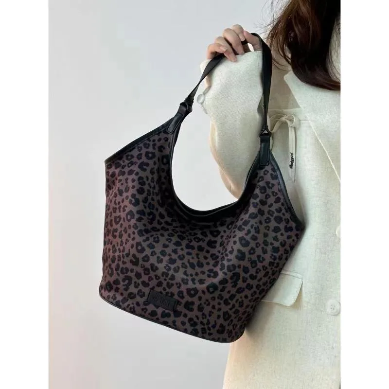 GAINNY Vintage Large Leopard Tote Bag Women's Fashion Y2k Shoulder Bag 2024 Korean Fashion Aesthetic New Handbags Female Youth