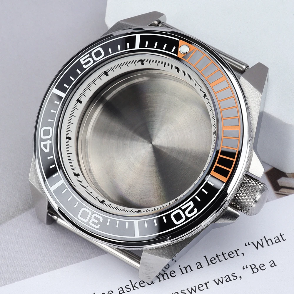 

Silvery 43.8mm Diver Watch Case Accessories Ceramic Bezel For Modified King Samurai NH35 NH36 NH38/34 28.5mm Dial Sapphire Glass