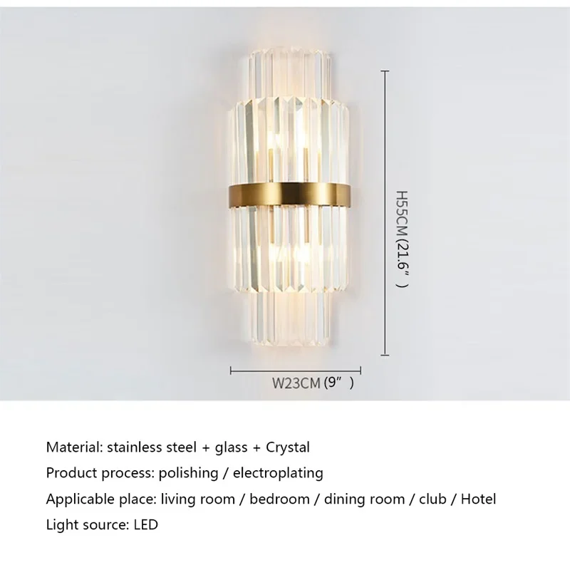 ·BUNNY Simple Wall Lamp Modern LED Indoor Crystal Light Sconces Fixtures Decorative For Home Bedroom