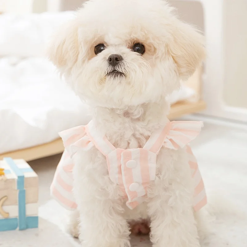 Fashion Pet Dog Princess Dress Sweet Bowknot Dog Sling Skirt Summer Puppy Clothing Cute Cat Striped Dress Chihuahua Dog Clothes