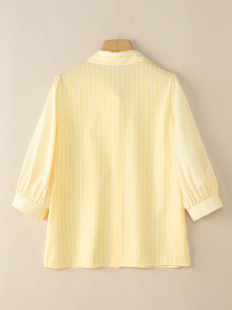 Elegante Vrouwen OL Werk Blouse 2025 ZANZEA Herfst Kantoor Gestreept Shirt Mode Revers Hals 3/4 Mouw Knoppen Tops Vrouwelijke Tuniek