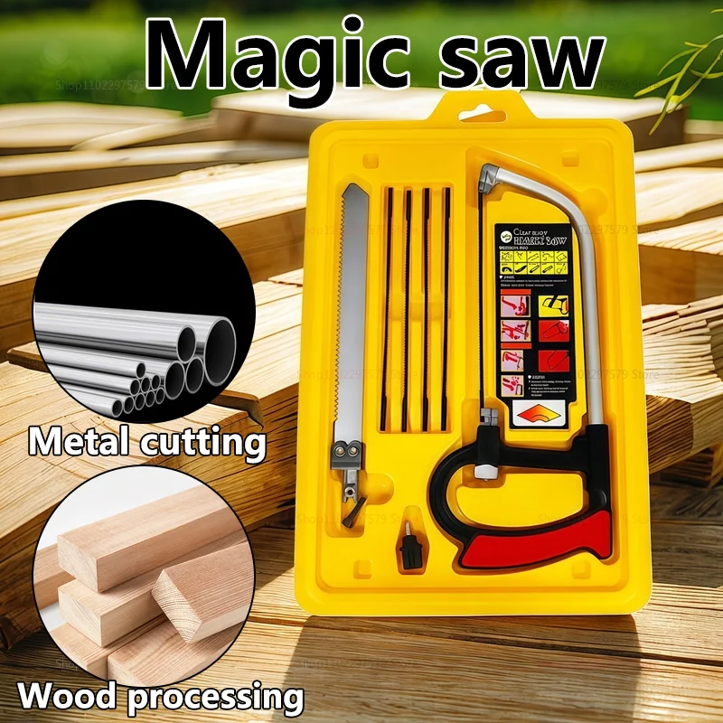 Kit de sierra manual multifunción 7 en 1 con sierra para metales de acero para metal, madera, vidrio, manualidades, fabricación de modelos, incluye 6 hojas