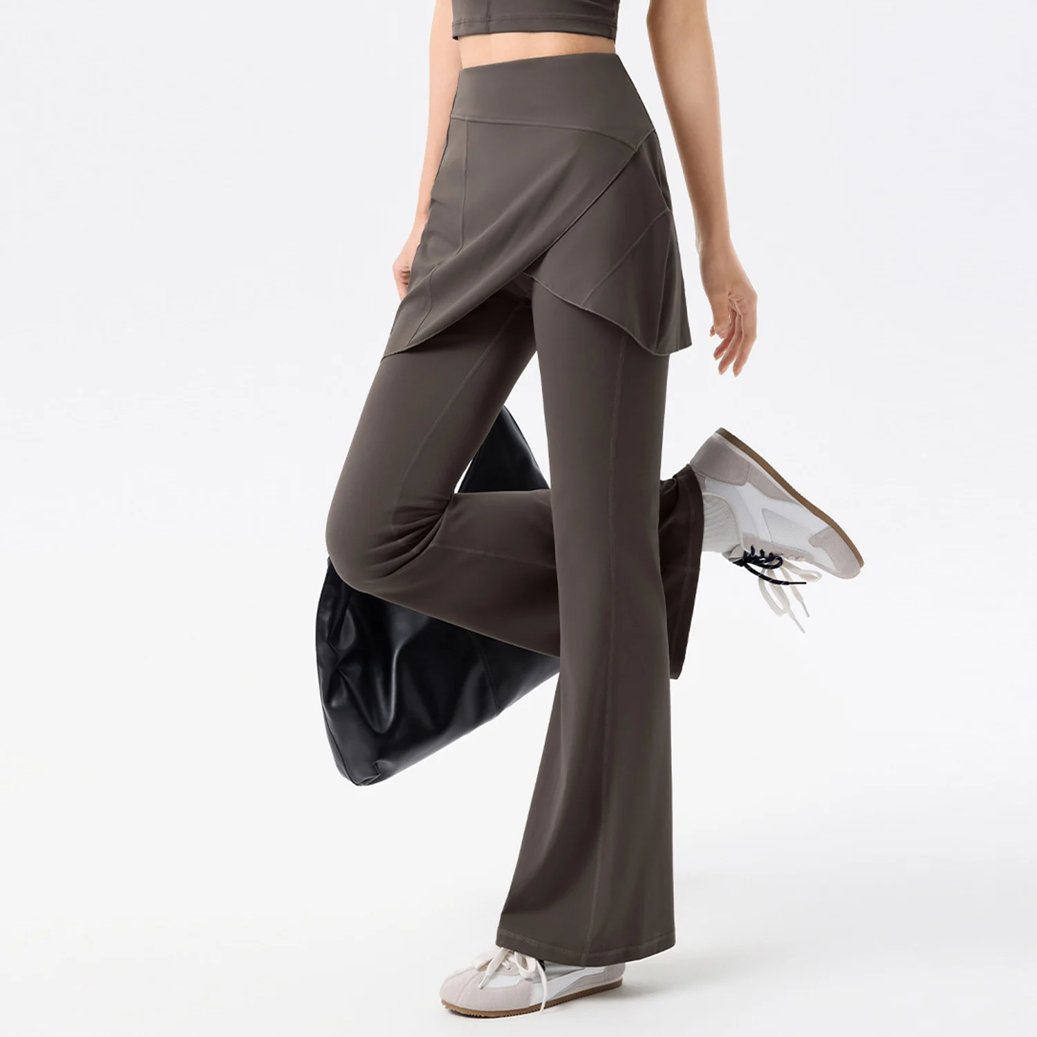 Yoga Pants Fitness Gym High Waist Anti-exposure Fake Two-piece Hip Lifting Exercise Pants Running Belly-tight Wide-leg Leggings
