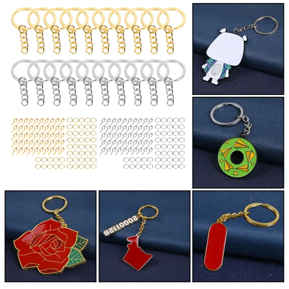 

220pcs Jewelry Tools Gold Split Keychain Rings Silver Circle Keychain Rings Kit Keychain Findings Crafts Supplies