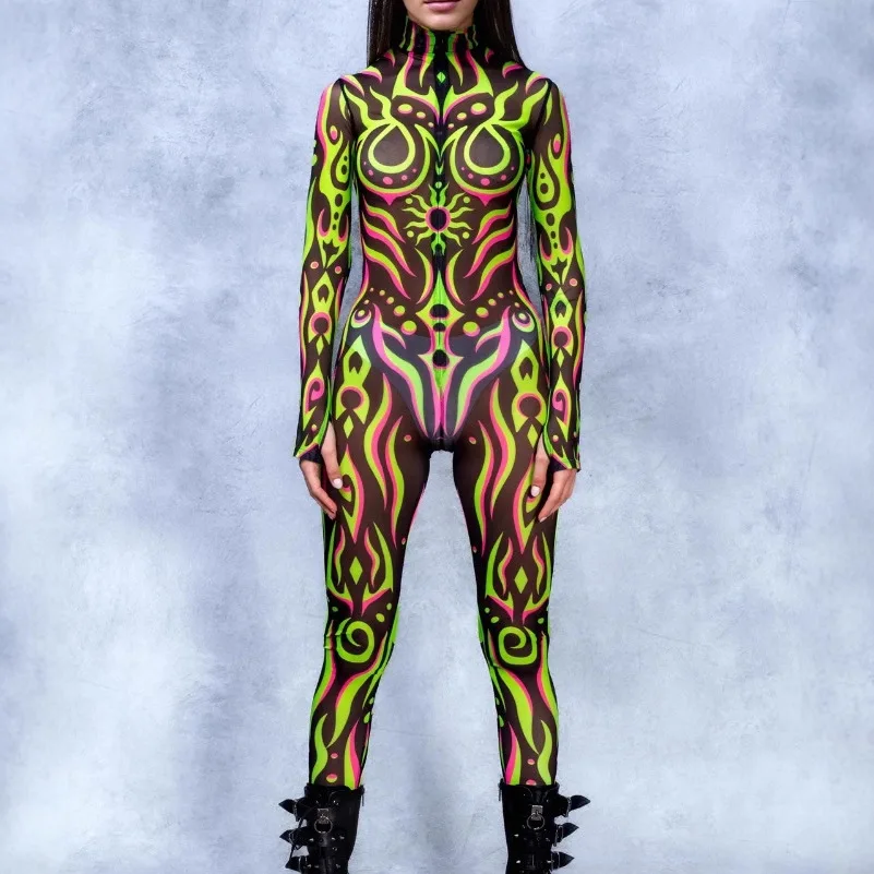 

Cool Printing Cyber Punk Armor Tights Unisex Adult Bodysuit Holiday Carnival Party Cosplay Costume Elastic Robot Jsumpsuit 2026