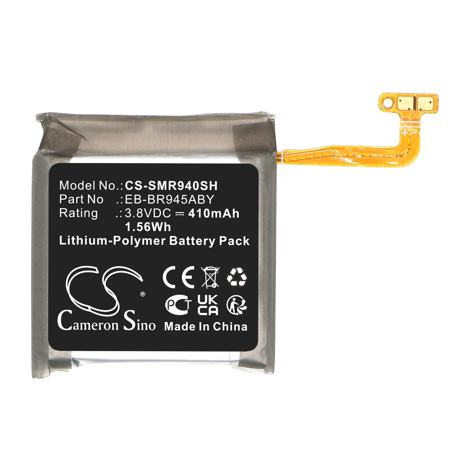 CameronSino 410mAh / 1.56Wh Smartwatch Battery For Samsung:Galaxy Watch 6 44mm,SM-R945,SM-R940,EB-BR945ABY,GH43-05158A