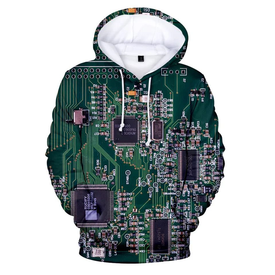 

2026 Electronic Chip 3D Printed Men's Hoodies Kids Men Women Hooded Sweatshirts Funny Tracksuit Hip Hop Fashion Casual Hoodie