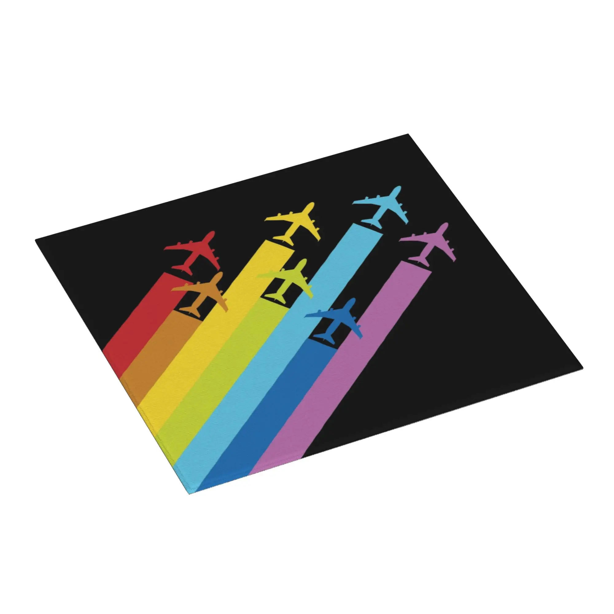 Rainbow Airplanes Chemtrails Non Slip Kitchen Counter Protector Mat Barware Tableware Aviation Fighter Pilot Mat For Kitchen