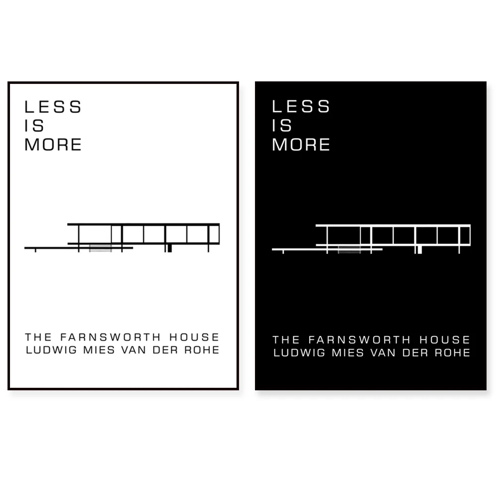 Architectural posters, Bauhaus posters, Ludwig Mies van der Rohe posters, design posters, Farnsworth House Berlin New National G