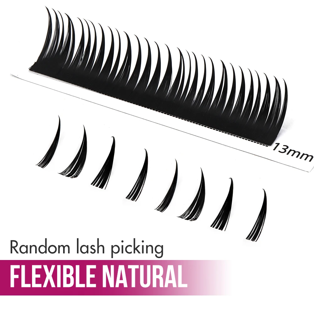 FADVAN Wet Look Lashes Cosplay Makeup Eyelash Extensions Russian Volume Eyelashes Premade Volume Fans Wispy Natural Lash 12 Rows