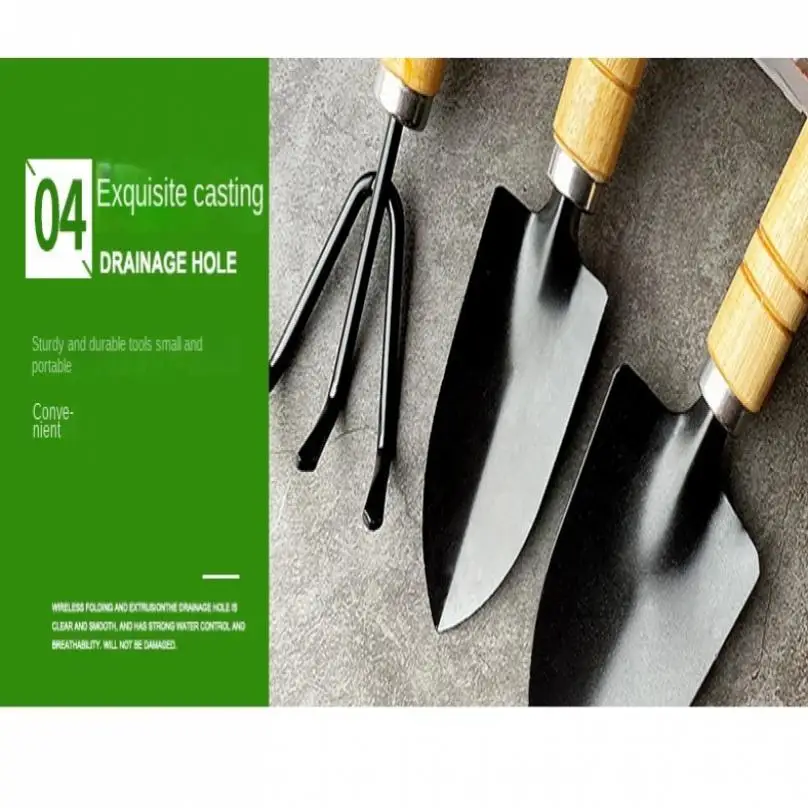 3pcs Garden Shovel Rake Potting เครื่องมือมินิไม้ Handle เหล็ก Spade สวนเครื่องมือมัลติฟังก์ชั่ดอกไม้พืชบอนไซชุดเครื่องมือ