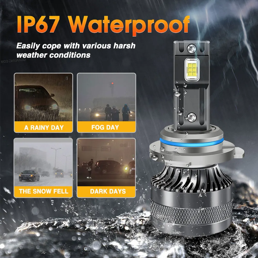 2PCS Super Bright H11/H8/H9 LED Headlight Kit 6500K Cool White IP68 Waterproof LED Headlamp Bulbs