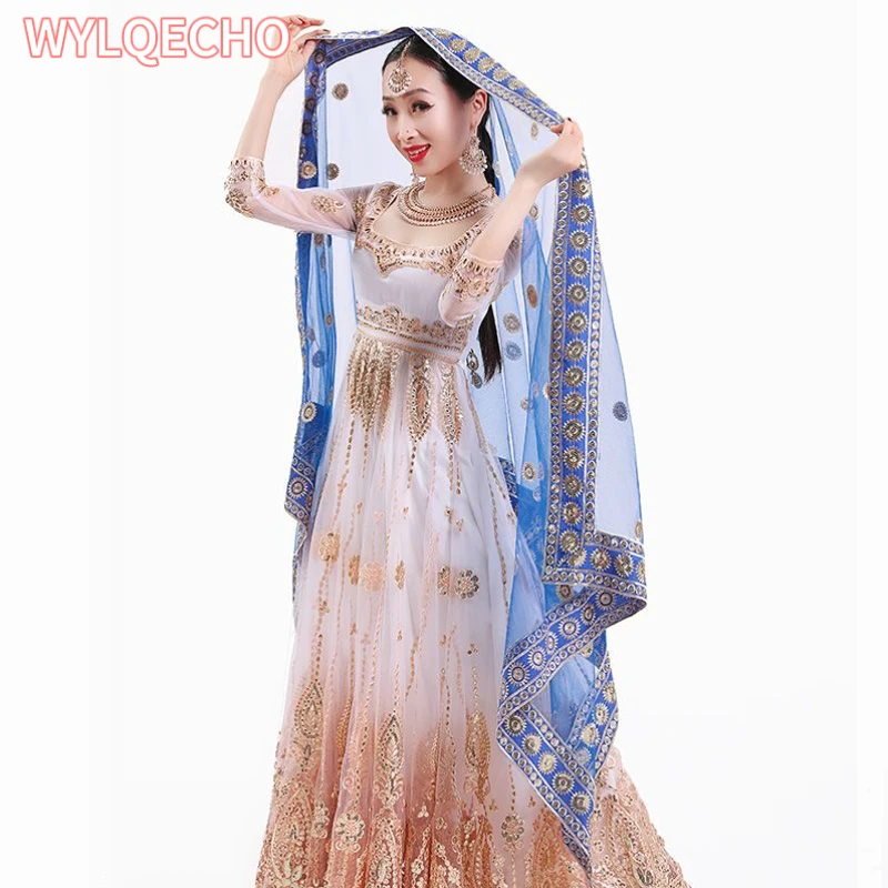 Écharpe Sari Indienne Brodée en Maille pour Femme, Vêtements Ethniques, Inde, Pakistan, Injsauna, Châle Musulman, Hijab, Dupatas Uniquement