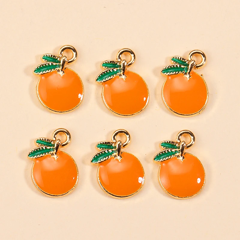 10Pcs Enamel Orange Charms for DIY Jewelry Making