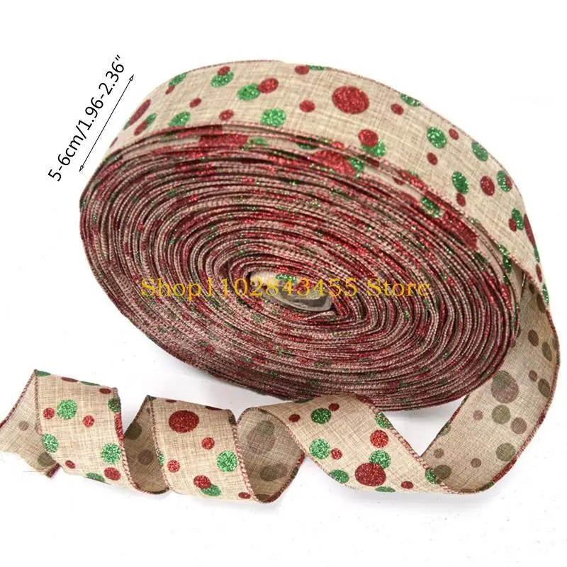 49MC 10 Rolls Rustic Burlap Cartoon Elk Christmas Ribbon DIY Gift Wrapping Decoration