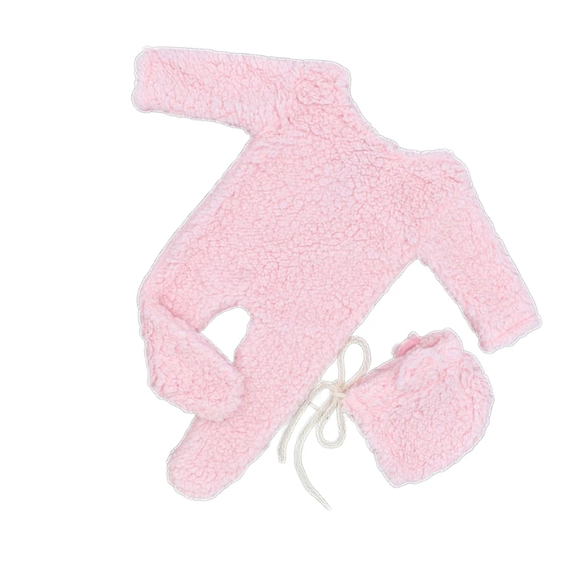 Babyfotokleding Pasgeboren fotoaccessoires Grappige beer Romper & beeroorhoed D5QA